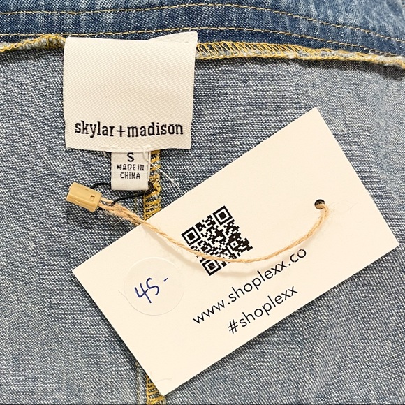 Skylar Madison Medium Wash Denim Cut Off Button Pinafore Dress Overall NWT Small - Picture 7 of 8